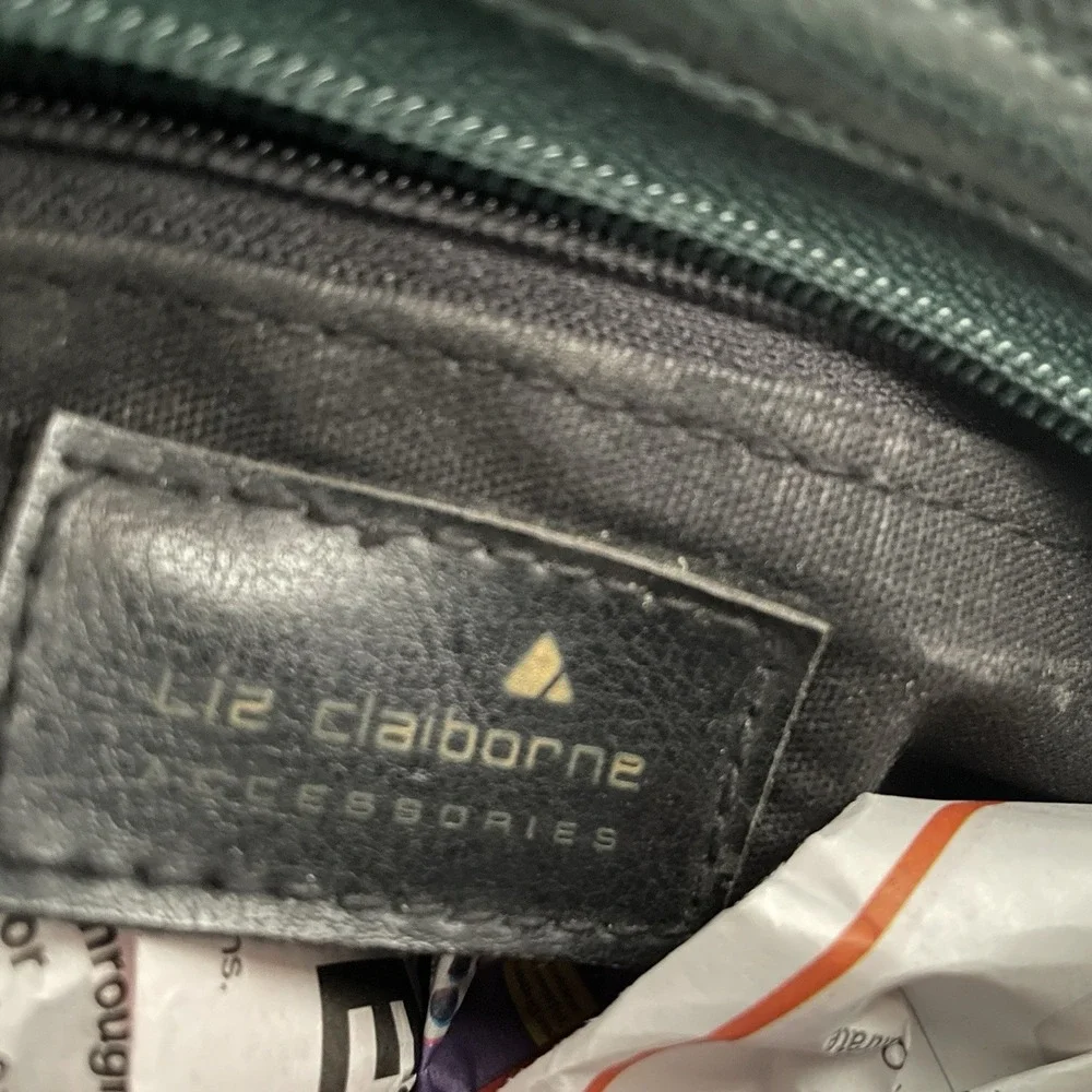 Liz Claiborne Compact Crossbody Forest Green Brown‎ Faux Leather Bag